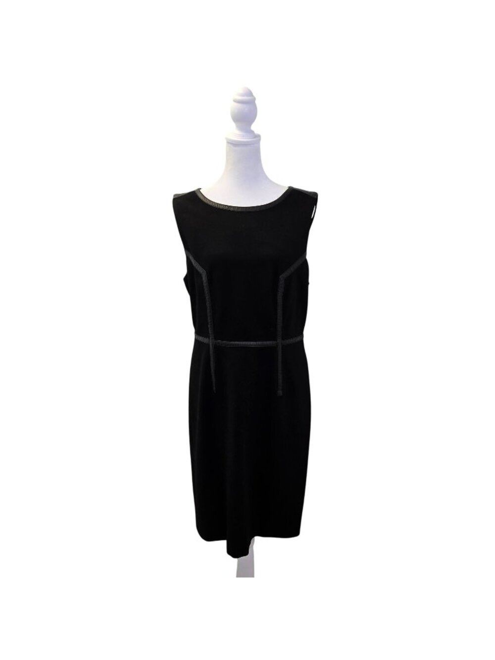 Trina Turk Katherine Ponte Vegan Leather Accent Black Dress Size 10